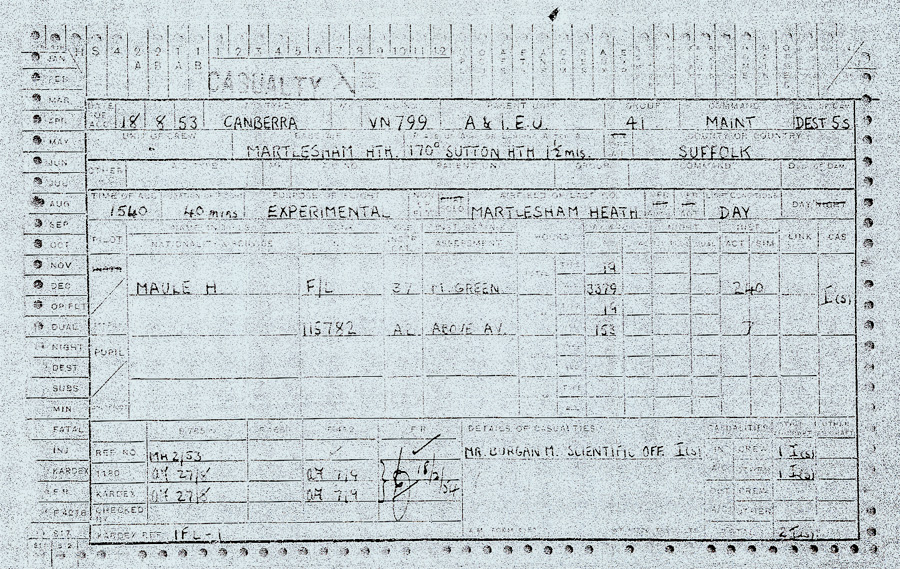 Form 1180 for Canberra VN799